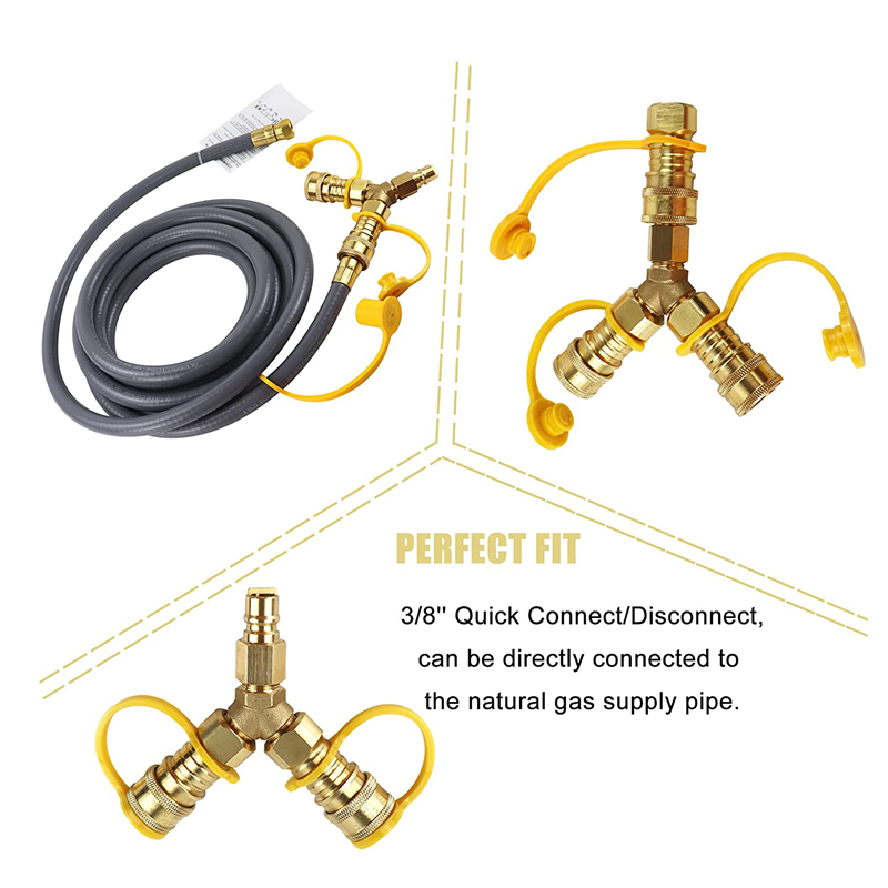 Accesorios de conexión rápida de gas natural con divisor en Y de 3/8' para Weber