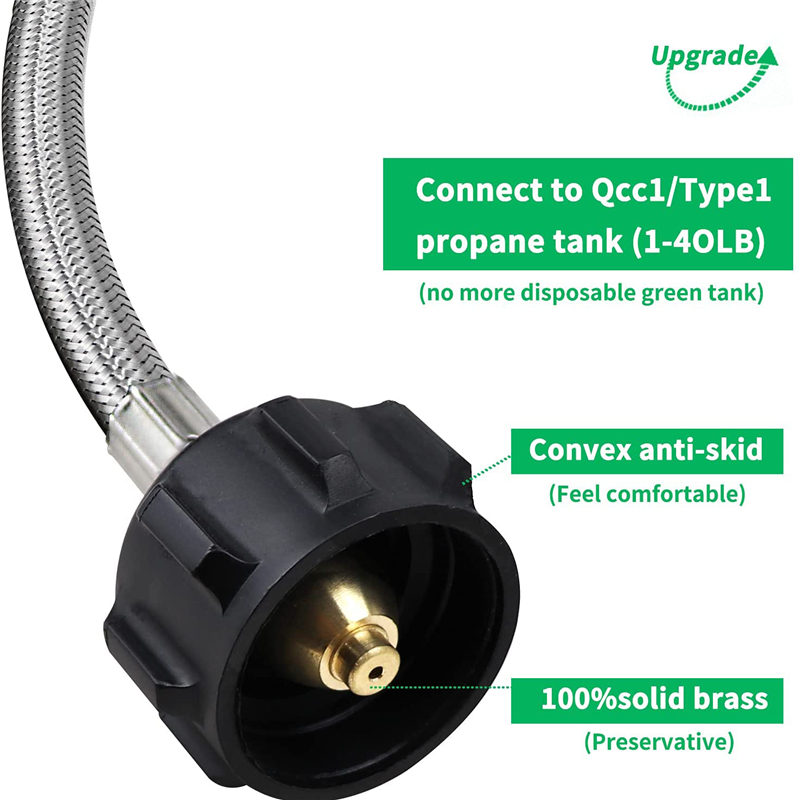 Adaptador de tanque de manguera trenzada de propano de 12 pies para estufa de camping