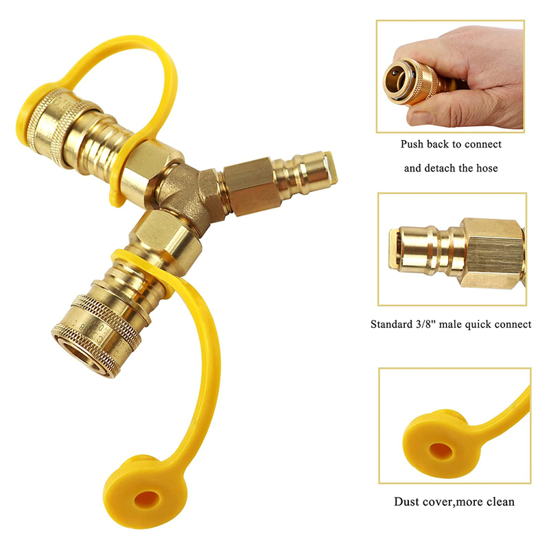 Accesorios de conexión rápida de gas natural con divisor en Y de 3/8' para Weber