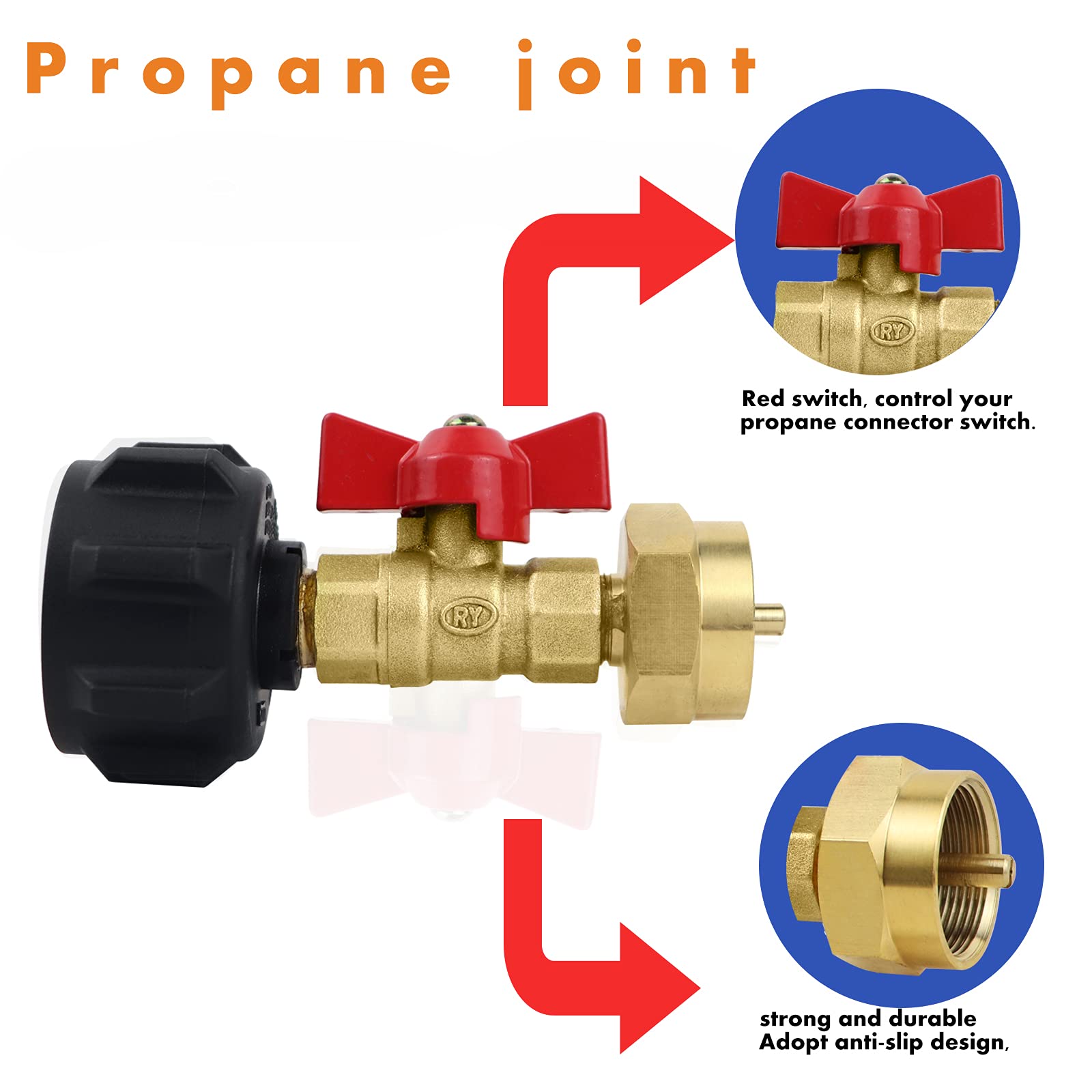 Adaptador de recarga de propano QCC1 con válvula de encendido/apagado para parrilla