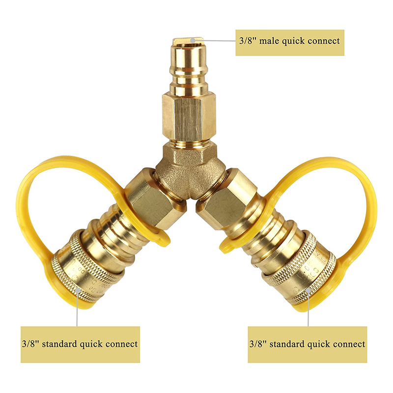 Accesorios de conexión rápida de gas natural con divisor en Y de 3/8' para Weber