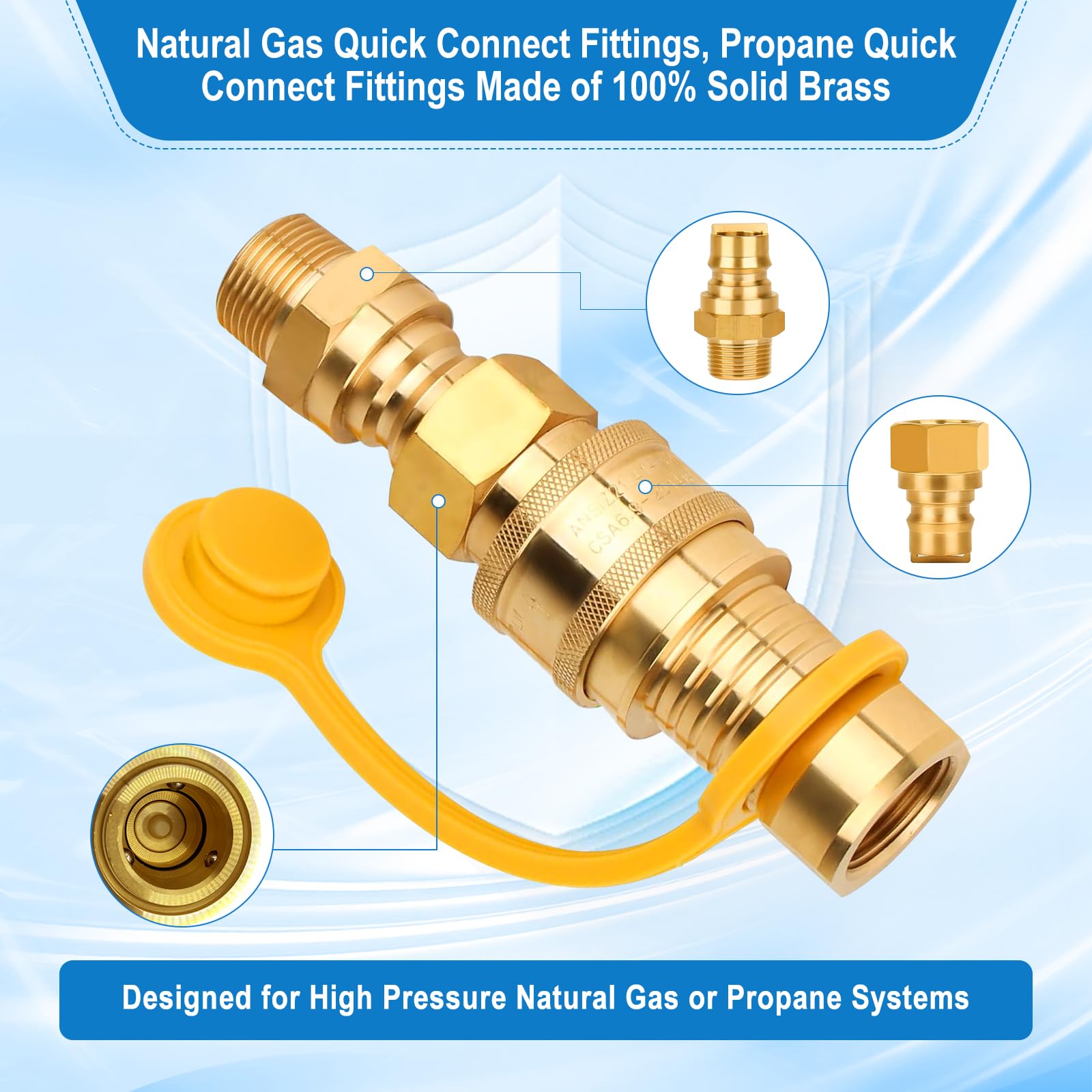 3/4 'Brass CONECTURA RÁPIDA CONVERTO PARA SUMINISTRO DE GAS NATURAL DE LA TUBO