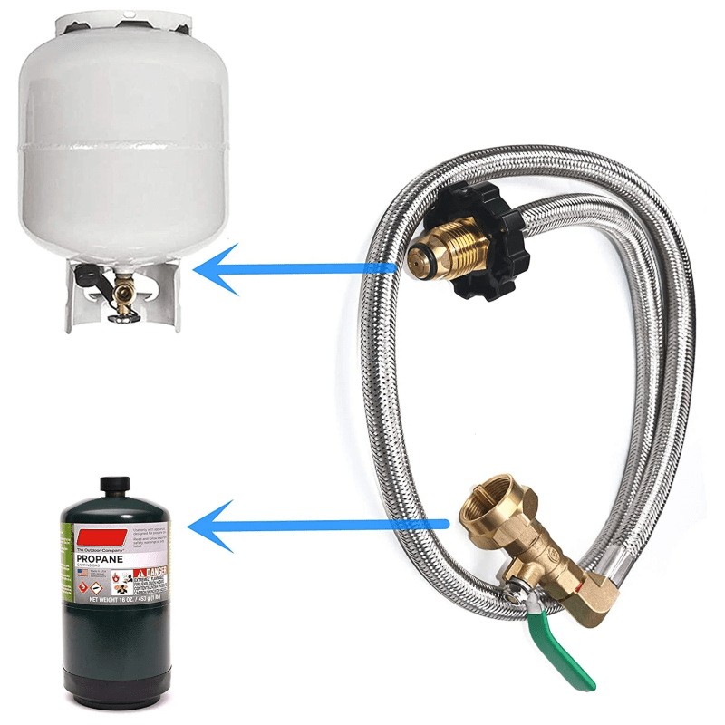 Conector de tanque POL de repuesto de propano Manguera SS con válvula de cierre 