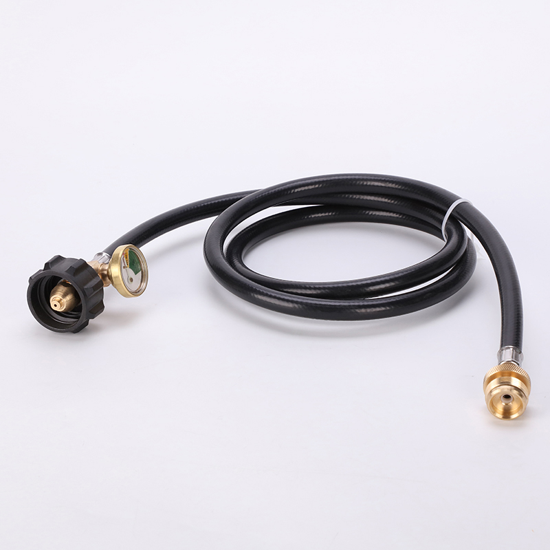 Convertidor adaptador de manguera de propano QCC de 12 pies con manómetro 