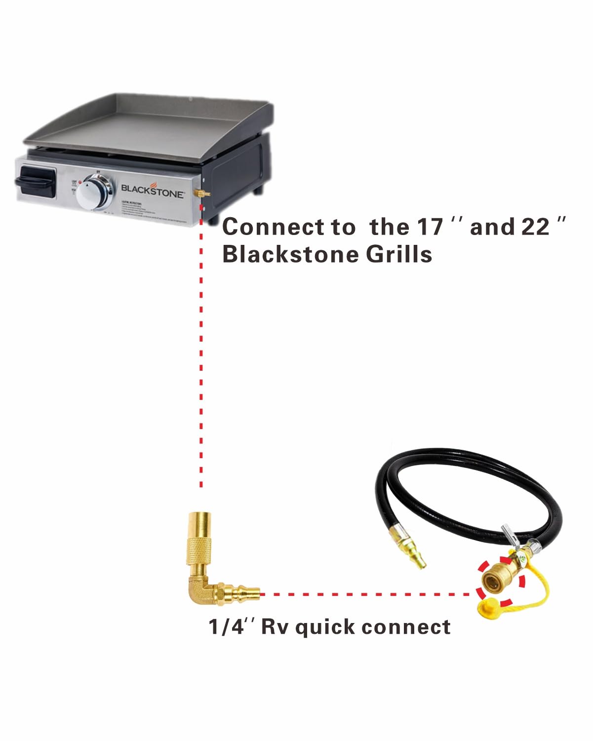 1/4 'Adaptador de codo de conexión rápida para RV Blackstone Grill
