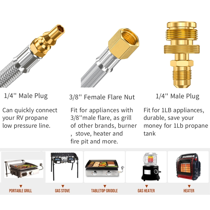 Manguera de propano SS con 1/4 '' Desconexión rápida Connect para RV