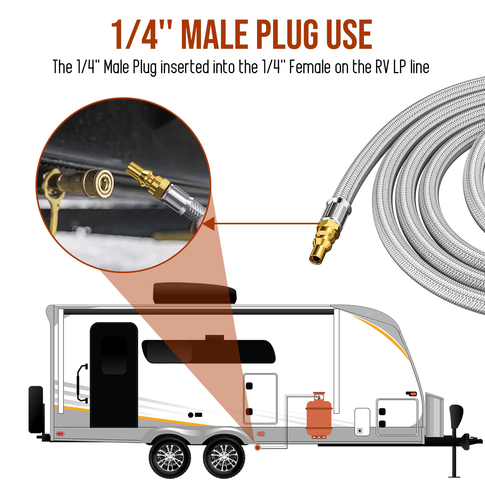 Manguera de propano SS con conexión de desconexión rápida de 1/4'' para RV