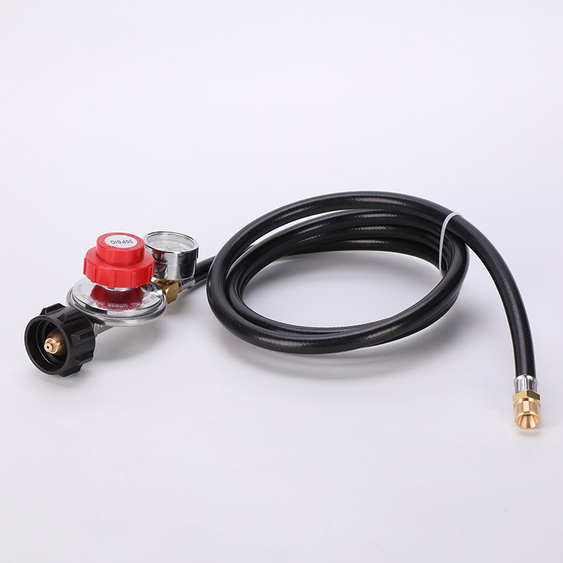 Manguera reguladora de propano de alta presión de 4 pies y 30 PSI con manómetro 