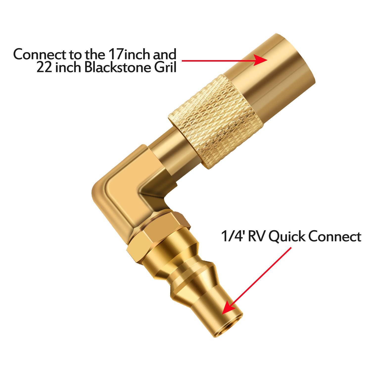 1/4 'Adaptador de codo de conexión rápida para RV Blackstone Grill