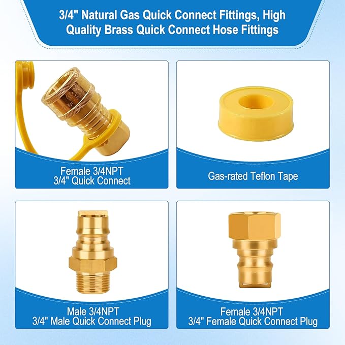 3/4 'Brass CONECTURA RÁPIDA CONVERTO PARA SUMINISTRO DE GAS NATURAL DE LA TUBO