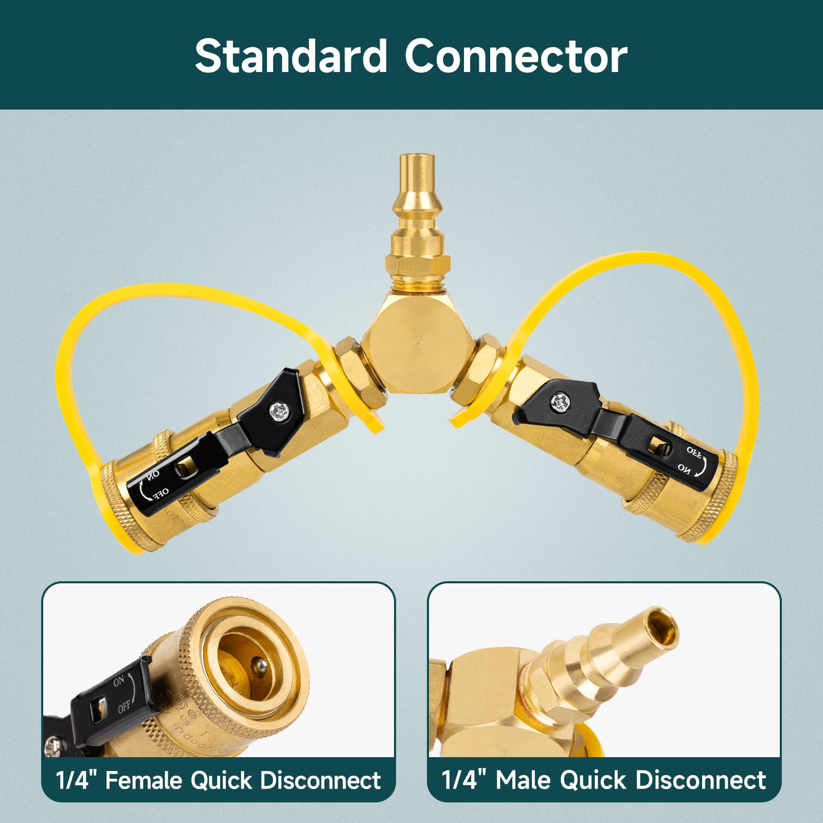 Y-brote-brote 1/4 'RV Conecte rápido con válvula de cierre