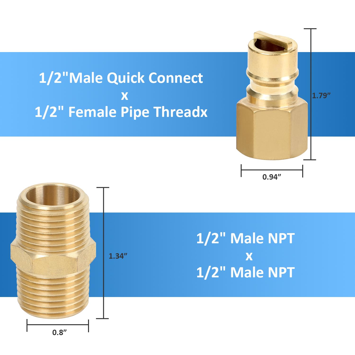1/2 'Brass LP Gas Quick Connect Connect Desconecte Connector Kit