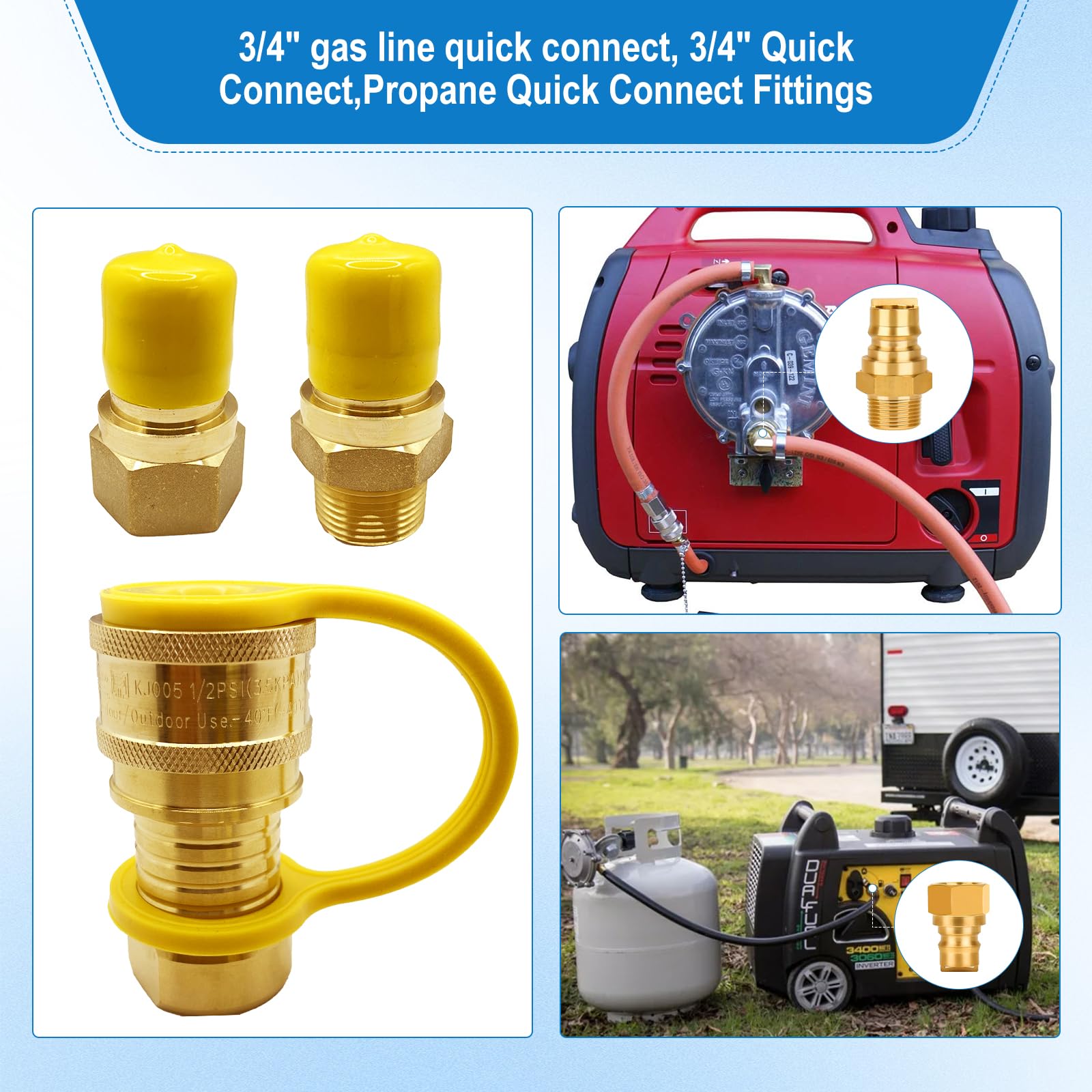 3/4 'Brass CONECTURA RÁPIDA CONVERTO PARA SUMINISTRO DE GAS NATURAL DE LA TUBO