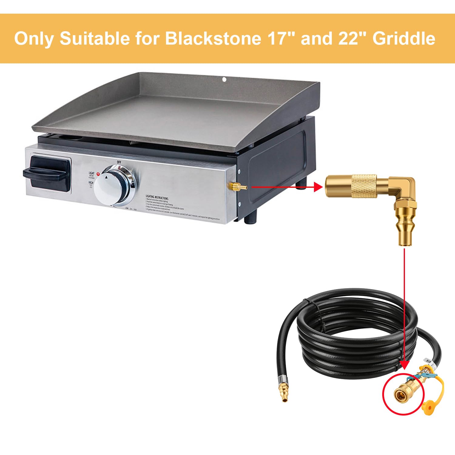1/4 'Adaptador de codo de conexión rápida para RV Blackstone Grill