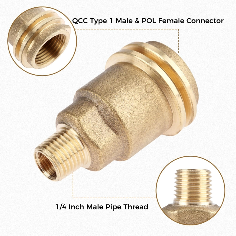 Adaptador de conexión de propano QCC1 con rosca de tubo macho de 1/4'