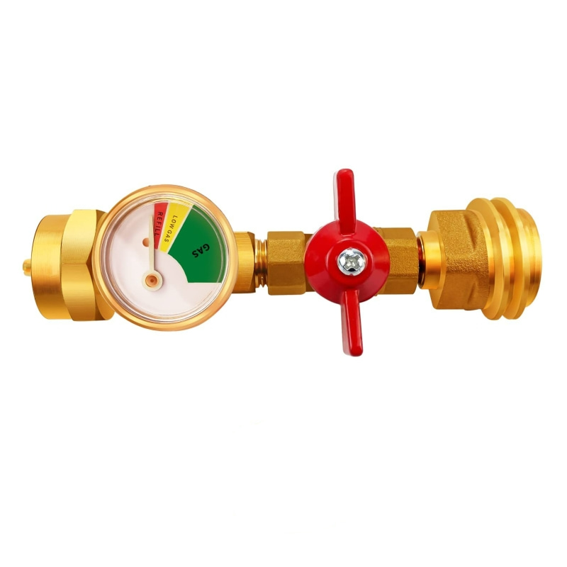 Adaptador de tanque de propano con manómetro y válvula ON-Off para parrilla