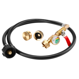 Manguera de recarga de adaptador de propano de 3 pies con calibre y válvula