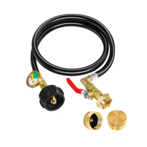Manguera adaptadora de recarga de propano con calibre y válvula de control