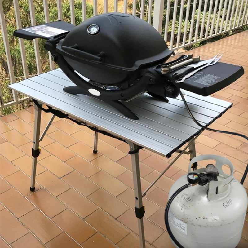 Adaptador de manguera de tanque de propano QCC de 8 pies de 1 lb a 20 lb con manómetro