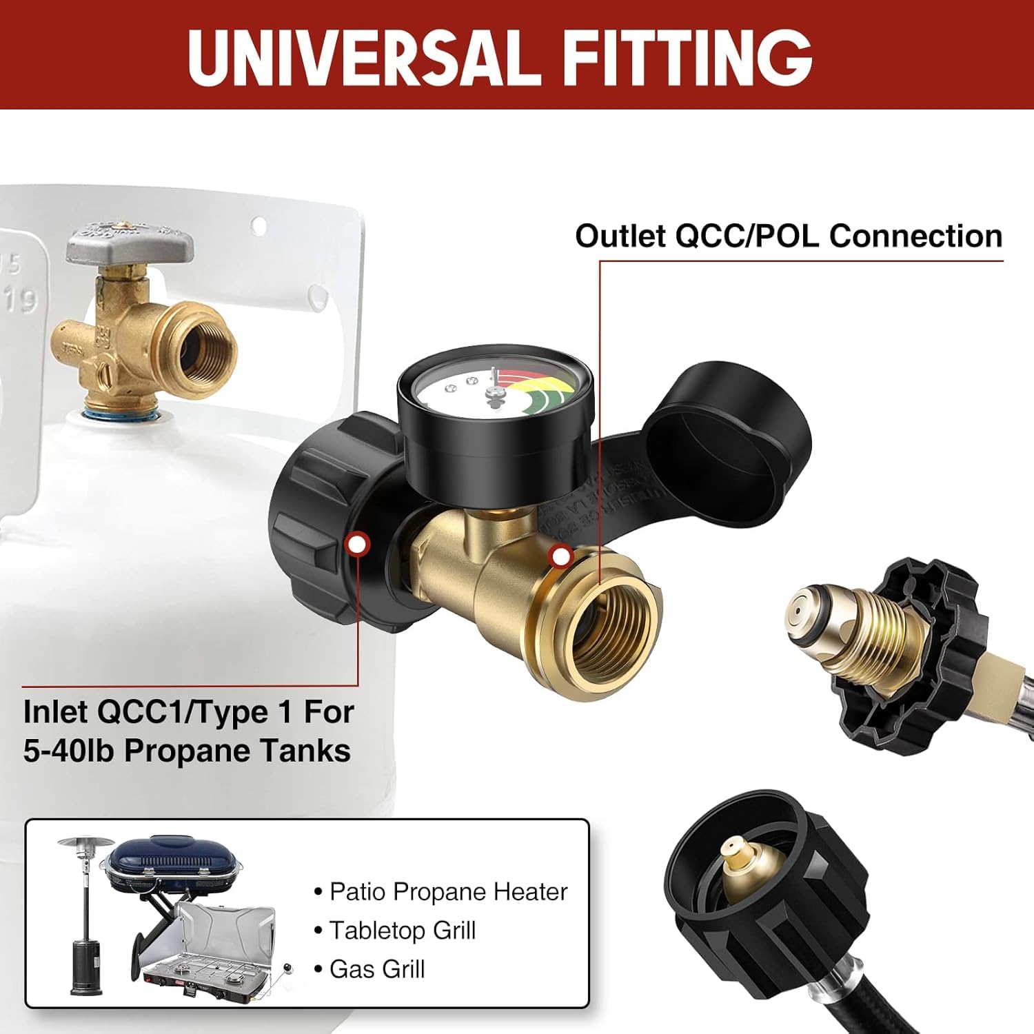 Medidor de tanque de propano universal para tanques LP de 5-20 libras