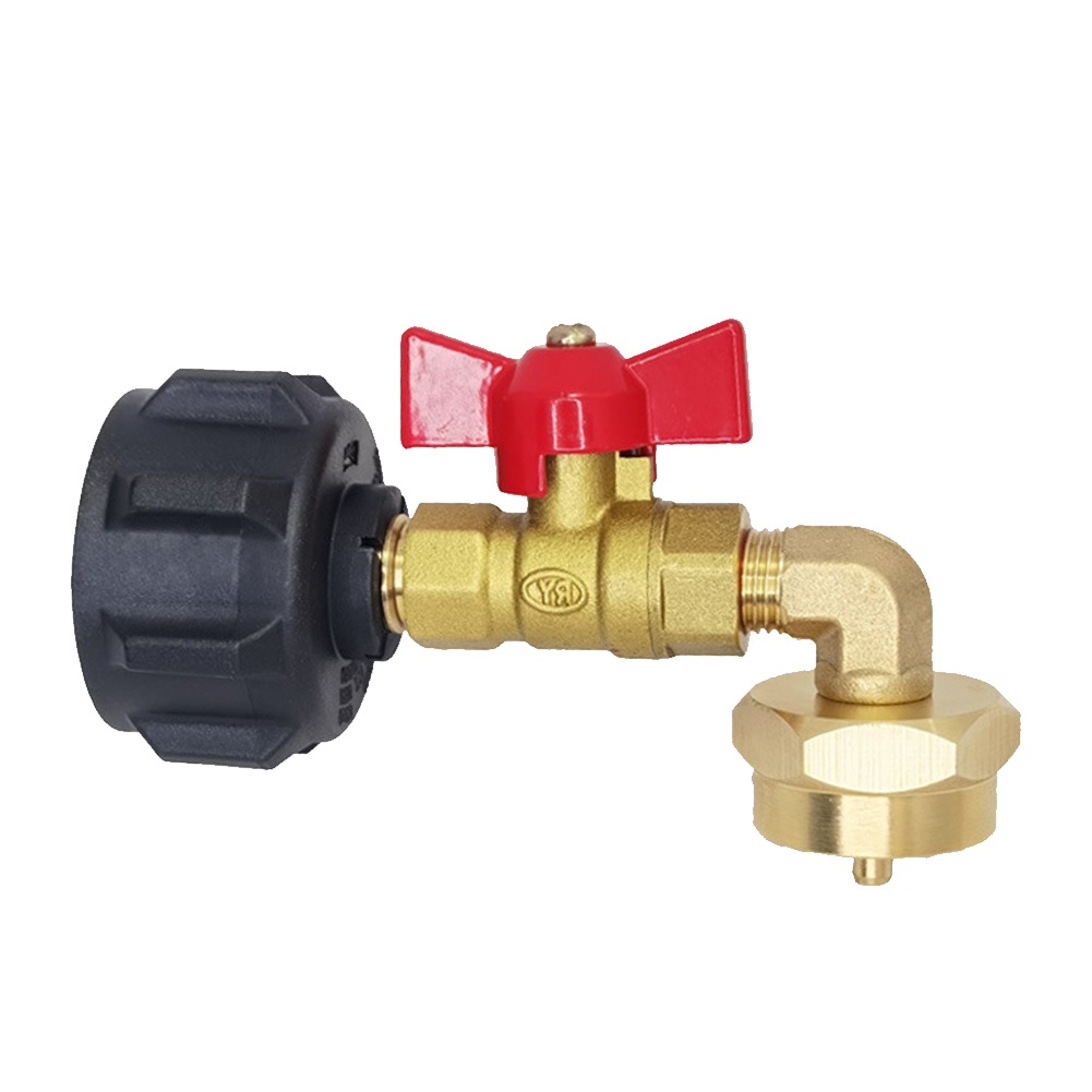 Adaptador de codo de repuesto de propano de 90 grados con válvula de 1/4 de pulgada