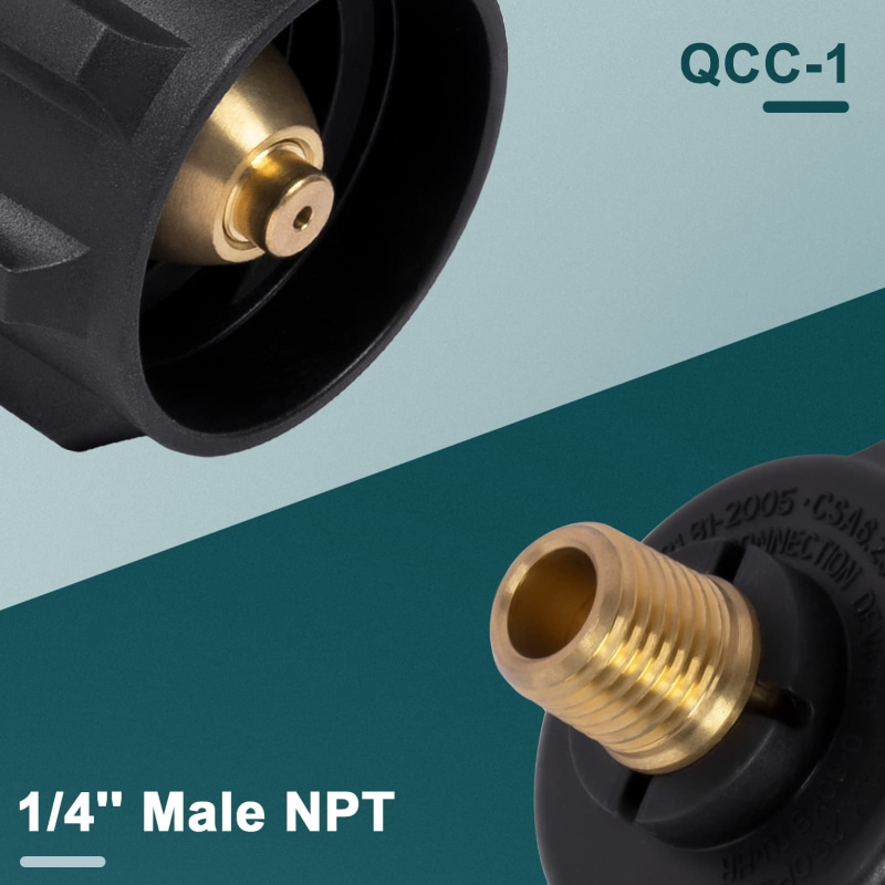Adaptador de recarga de tanque de propano, válvula reguladora QCC 1/4' macho